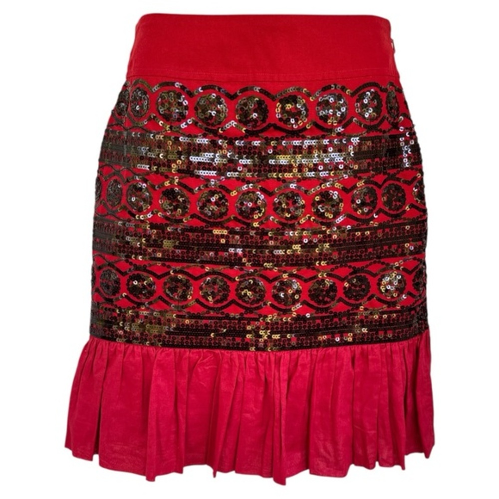 Anthropologie Moulinette Soeurs Red Black Bubble Mini Skirt Sz 0
